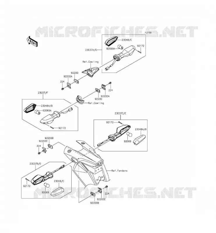 CLIGNOTANTS Kawasaki MOTOS 800 2015 Z800  ZR800AFF