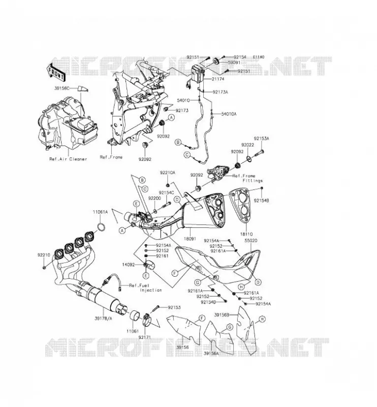 &Eacute;CHAPPEMENT Kawasaki MOTOS 800 2015 Z800  ZR800AFF