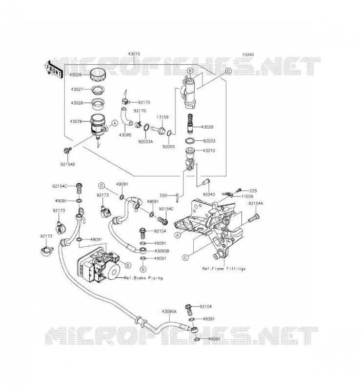 MAITRE CYLINDRE ARRI&Egrave;RE Kawasaki MOTOS 800 2013 Z800 ABS  ZR800BDS