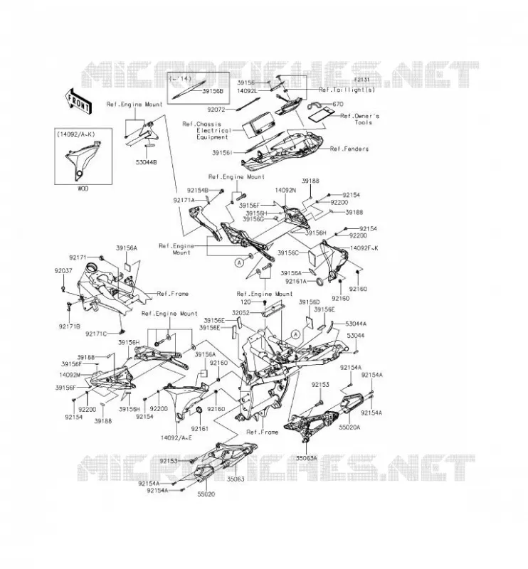 PIECE DE CADRE (COUVERTURE) Kawasaki MOTOS 800 2013 Z800 ABS  ZR800BDS