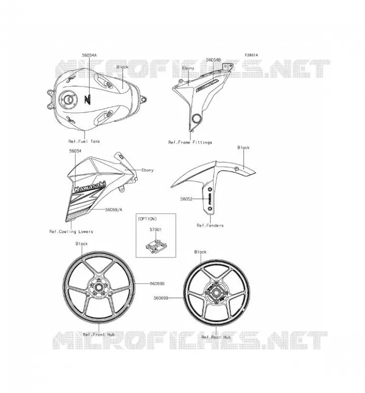 STICKER(EBONY) Kawasaki MOTOS 800 2013 Z800 ABS  ZR800BDS