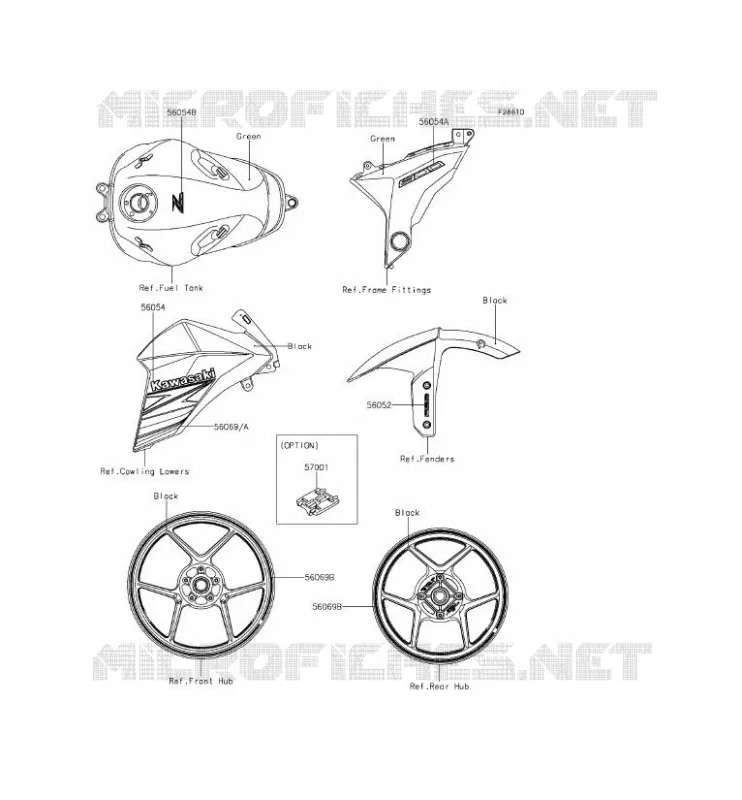 STICKER(GREEN) Kawasaki MOTOS 800 2014 Z800 ABS  ZR800BEF