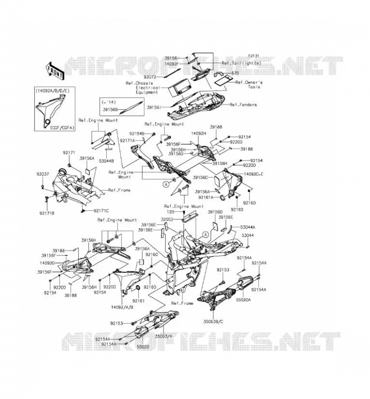PIECE DE CADRE (COUVERTURE) Kawasaki MOTOS 800 2013 Z800  ZR800CDS