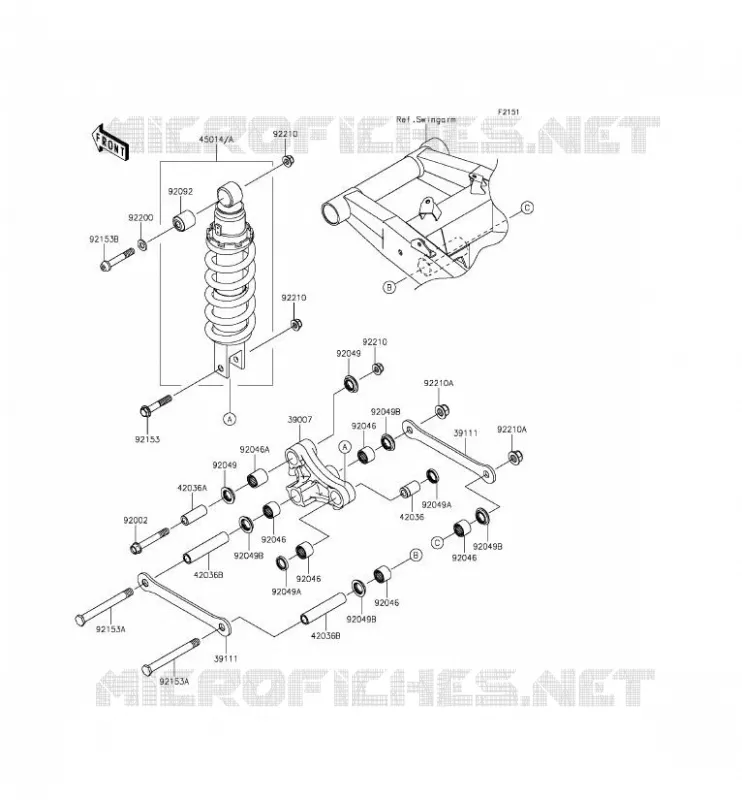 SUSPENSION/AMORTISSEUR Kawasaki MOTOS 800 2014 Z800  ZR800CEF