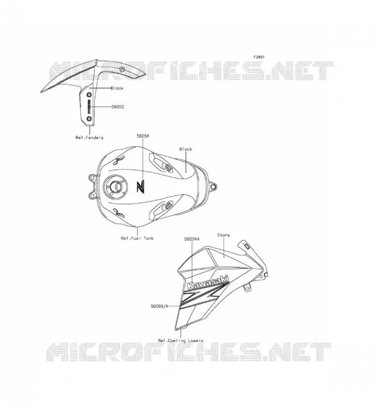 STICKER(EBONY) Kawasaki MOTOS 800 2013 Z800 ABS  ZR800DDS