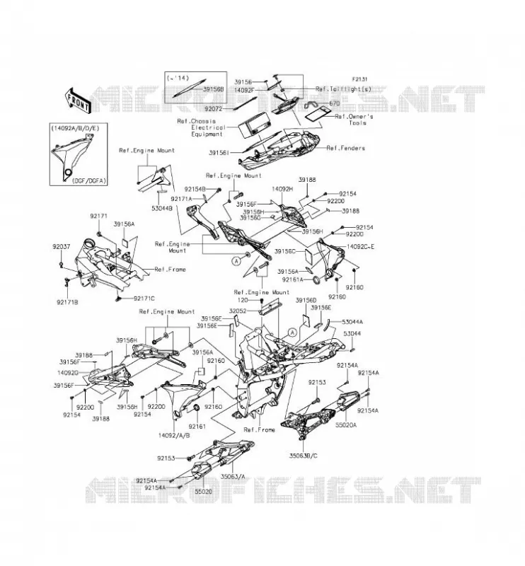 PIECE DE CADRE (COUVERTURE) Kawasaki MOTOS 800 2013 Z800 ABS  ZR800DDS