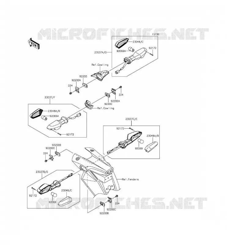 CLIGNOTANTS Kawasaki MOTOS 800 2014 Z800 ABS  ZR800DEF