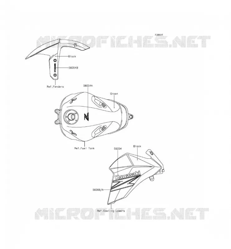 STICKER(GREEN) Kawasaki MOTOS 800 2015 Z800 ABS  ZR800DFF