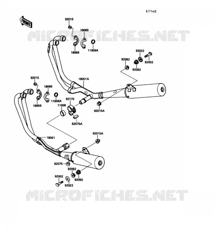 &Eacute;CHAPPEMENT Kawasaki MOTOS 1000 1990 ZX-10  ZX1000-B3