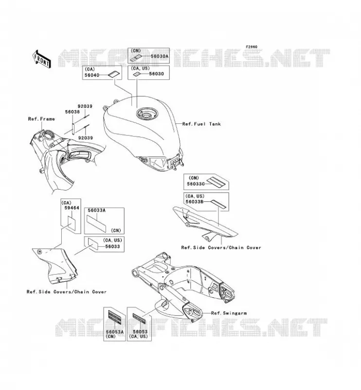 LABEL Kawasaki MOTOS 1000 2007 NINJA ZX-10R  ZX1000D7F