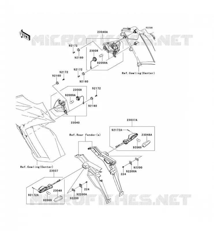 CLIGNOTANTS Kawasaki MOTOS 1000 2012 Z1000SX  ZX1000GCF