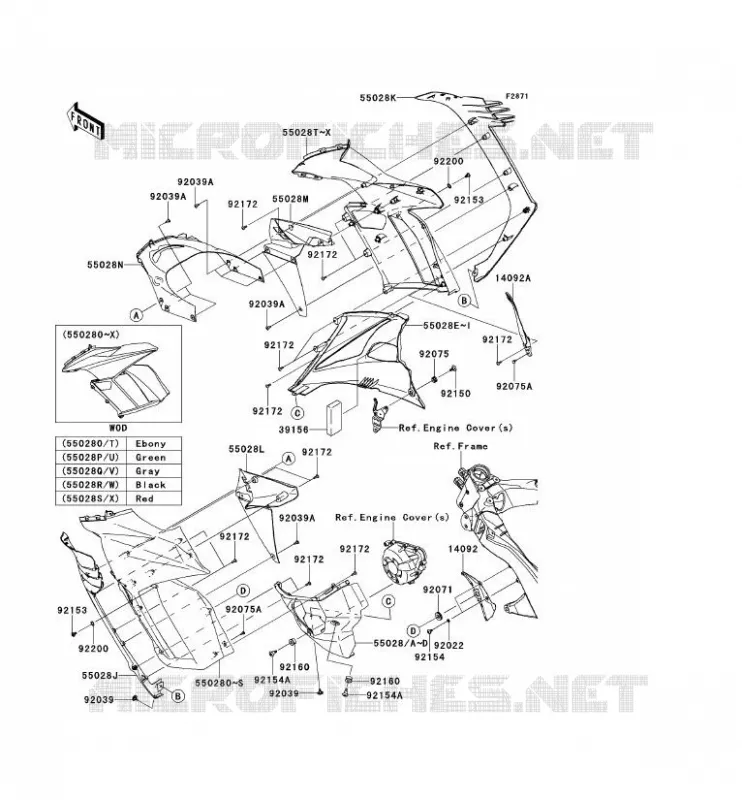 CARENAGE(CENTRALE) Kawasaki MOTOS 1000 2012 Z1000SX  ZX1000GCF