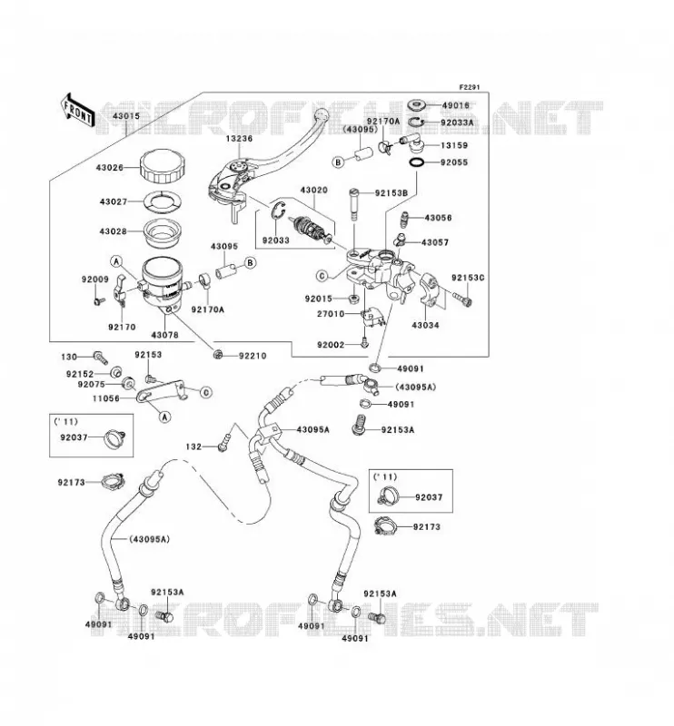 MAITRE CYLINDRE AV Kawasaki MOTOS 1000 2012 Z1000SX  ZX1000GCF