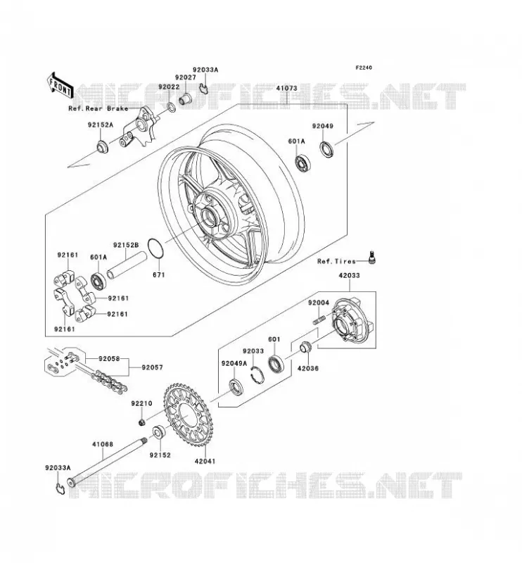 ROUE ARRI&Egrave;RE/CHAINE Kawasaki MOTOS 1000 2012 Z1000SX  ZX1000GCF