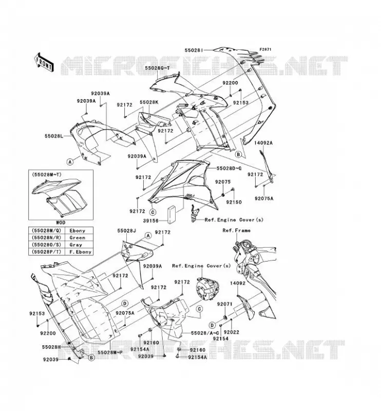 CARENAGE(CENTRALE) Kawasaki MOTOS 1000 2012 Z1000SX  ZX1000GCF