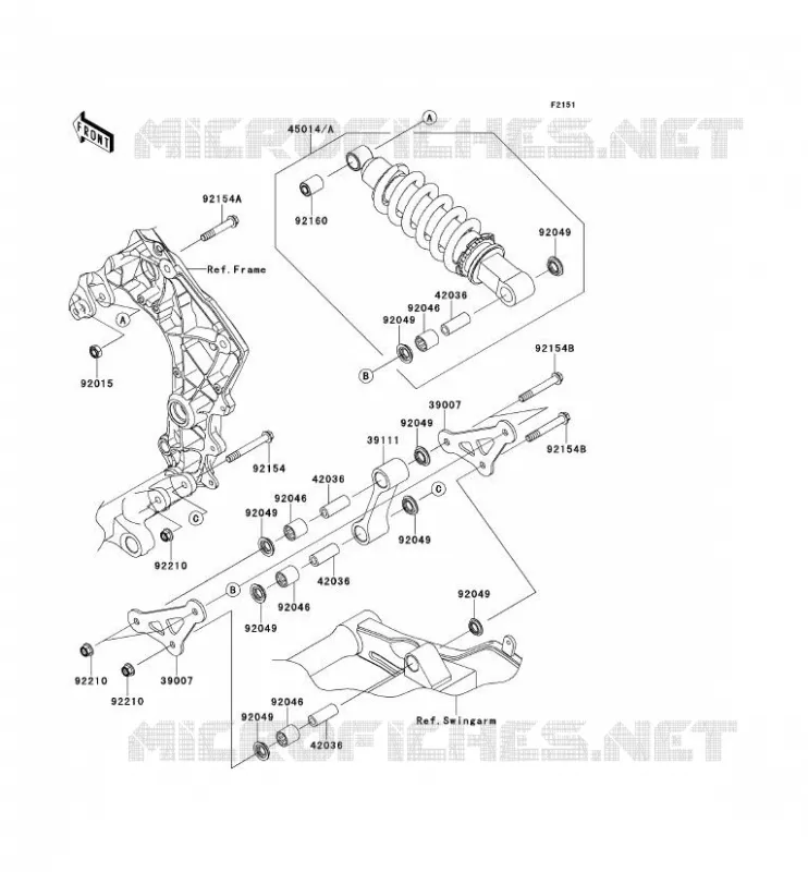 SUSPENSION/AMORTISSEUR Kawasaki MOTOS 1000 2012 Z1000SX ABS  ZX1000HCF