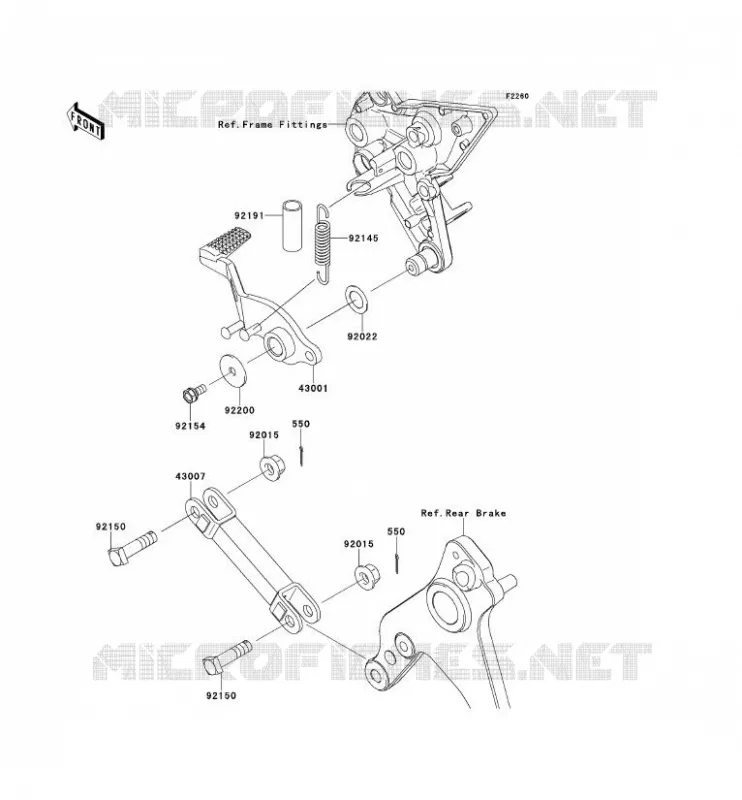 PEDALE DE FREIN/TORQUE LINK Kawasaki MOTOS 1000 2012 Z1000SX ABS  ZX1000HCF