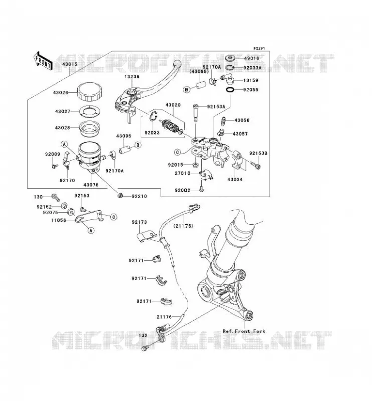 MAITRE CYLINDRE AV Kawasaki MOTOS 1000 2013 Z1000SX ABS  ZX1000HDF