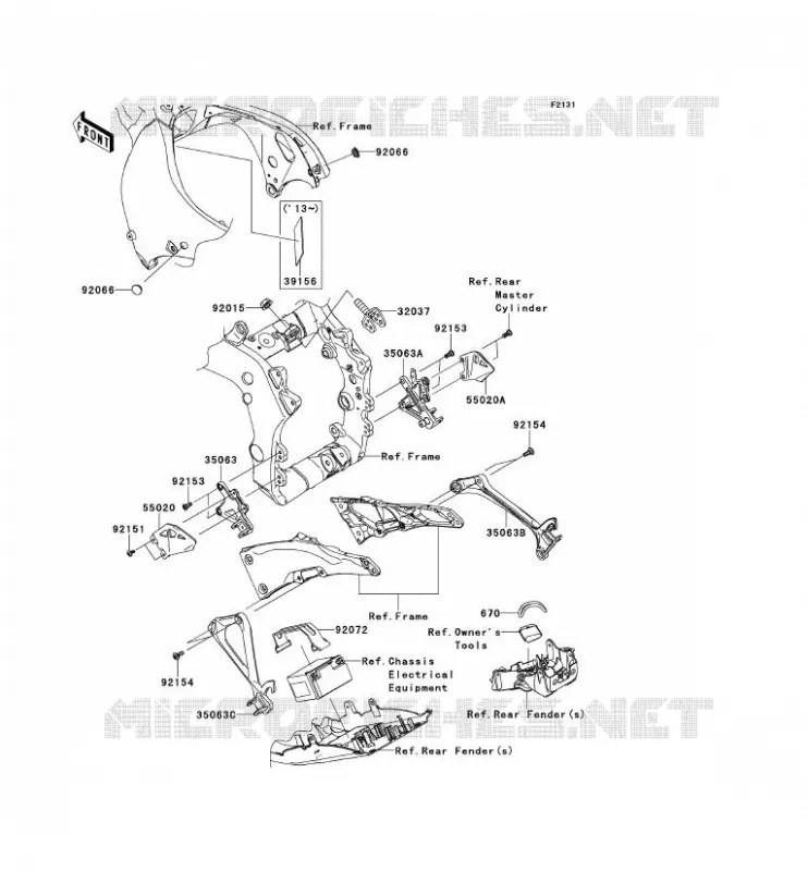 PIECE DE CADRE (COUVERTURE) Kawasaki MOTOS 1000 2013 NINJA ZX-10R  ZX1000JDF