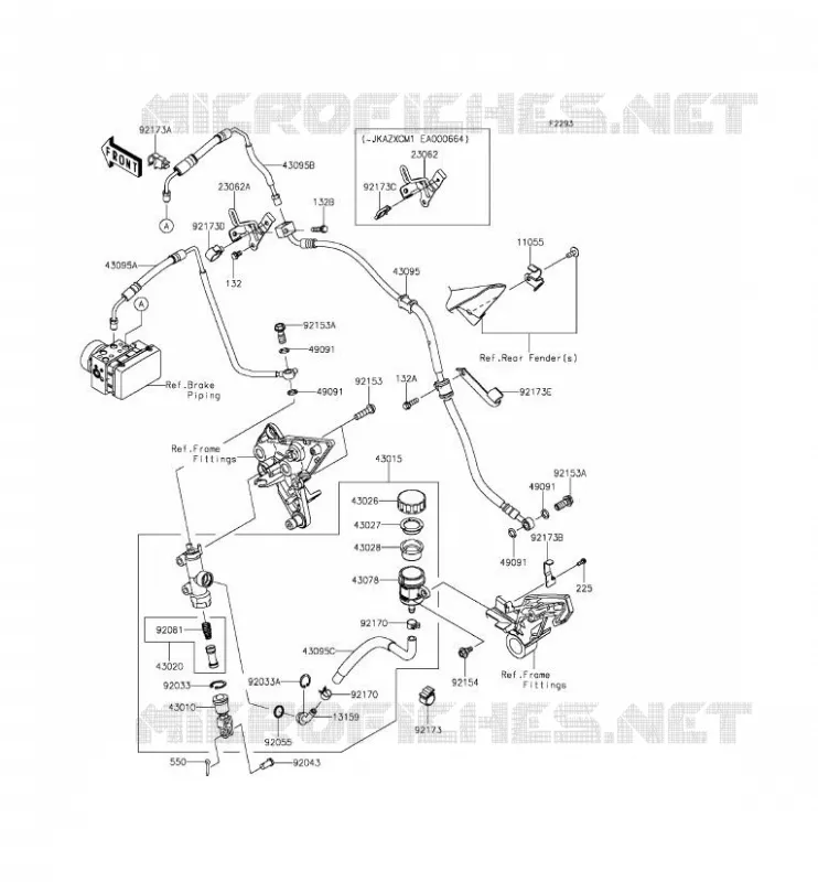 MAITRE CYLINDRE ARRI&Egrave;RE Kawasaki MOTOS 1000 2014 Z1000SX ABS  ZX1000MEF