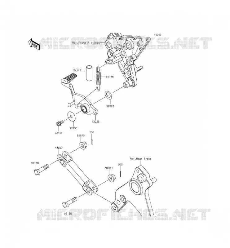 PEDALE DE FREIN/TORQUE LINK Kawasaki MOTOS 1000 2014 Z1000SX ABS  ZX1000MEF