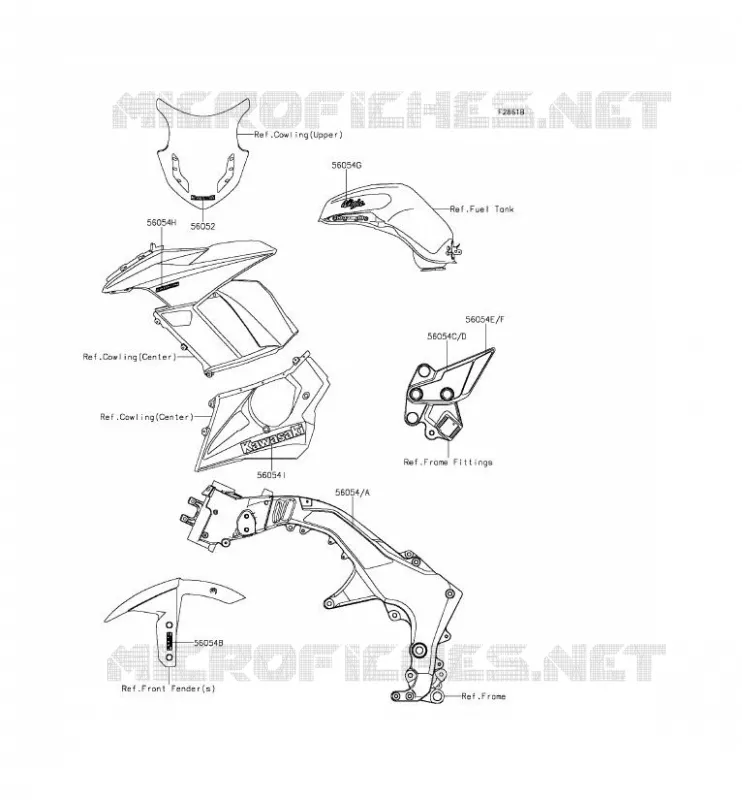 STICKER(ROUGE)(CN)(VERT)(CA,US) Kawasaki MOTOS 1000 2015 Z1000SX ABS  ZX1000MFF