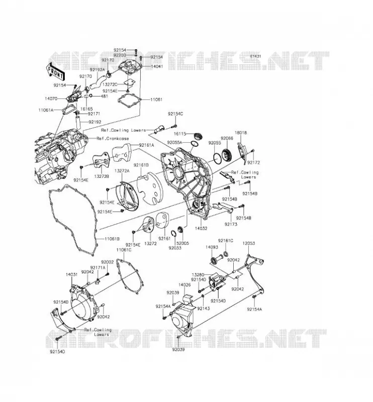 COUVERCLES MOTEUR Kawasaki MOTOS 1000 2015 NINJA H2  ZX1000NFF
