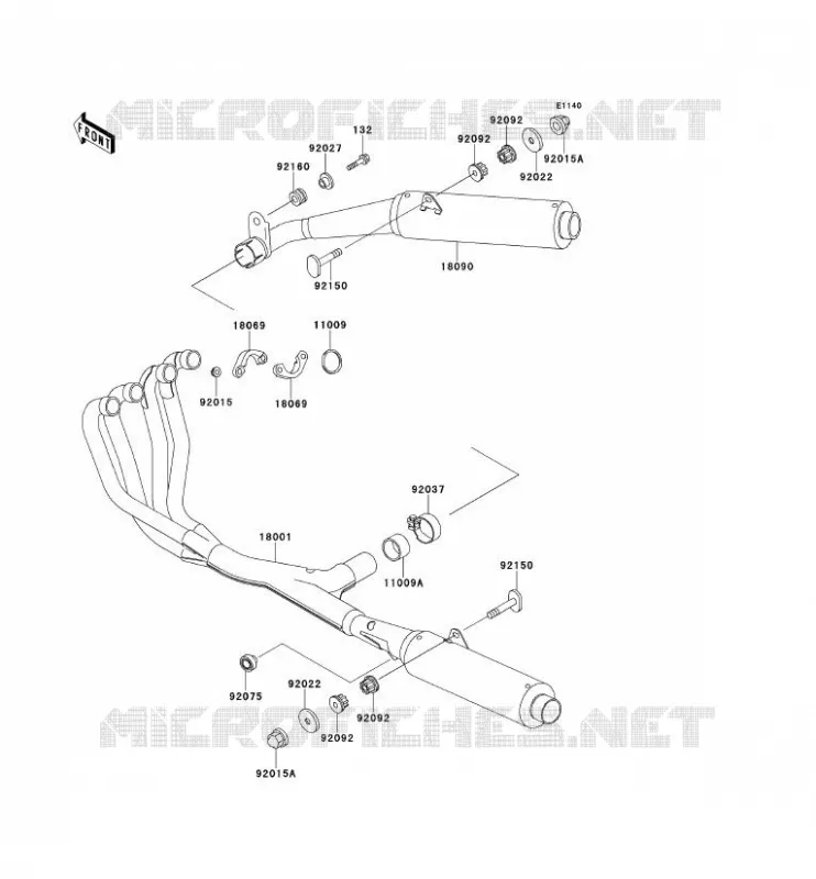 &Eacute;CHAPPEMENT Kawasaki MOTOS 1100 1998 GPZ1100  ZX1100-E4