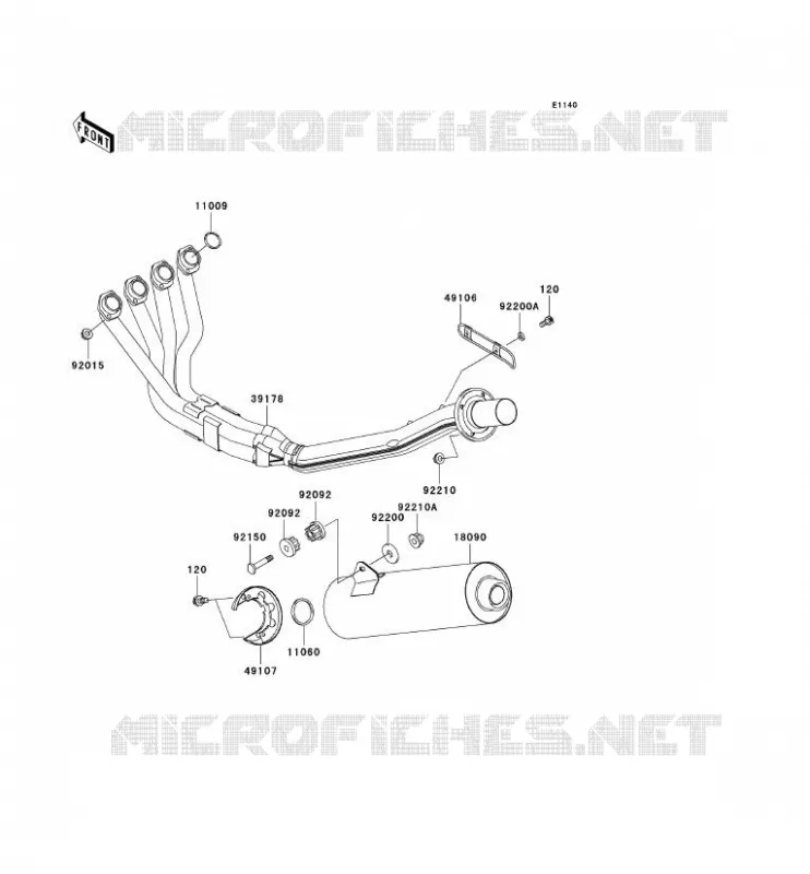 &Eacute;CHAPPEMENT Kawasaki MOTOS 1200 2000 NINJA ZX-12R  ZX1200-A1H
