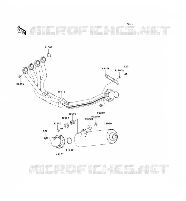 &Eacute;CHAPPEMENT Kawasaki MOTOS 1200 2000 NINJA ZX-12R  ZX1200-A1H