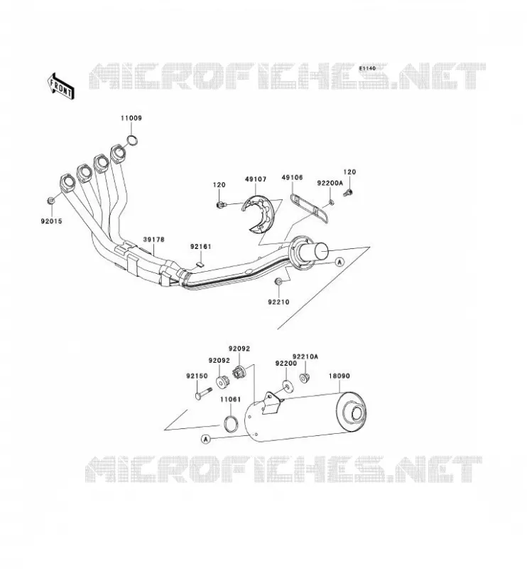 &Eacute;CHAPPEMENT Kawasaki MOTOS 1200 2001 NINJA ZX-12R  ZX1200-A2H
