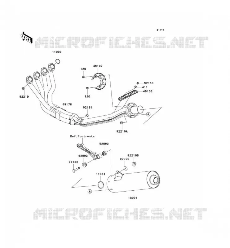 &Eacute;CHAPPEMENT Kawasaki MOTOS 1200 2006 NINJA ZX-12R  ZX1200B6F
