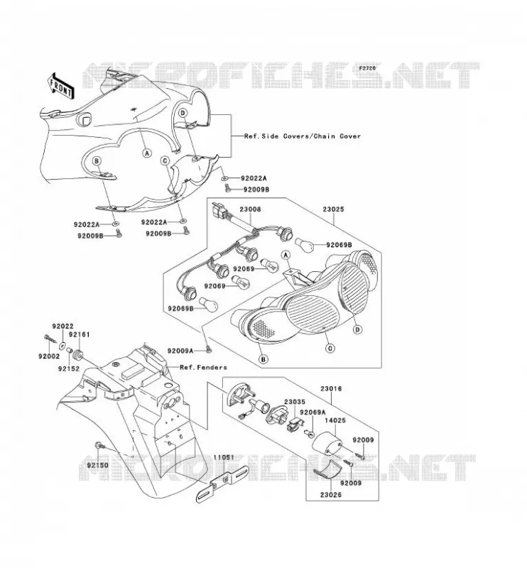 FEUX ARRI&Egrave;RE(S) Kawasaki MOTOS 1200 2002 ZZR1200  ZX1200-C1H