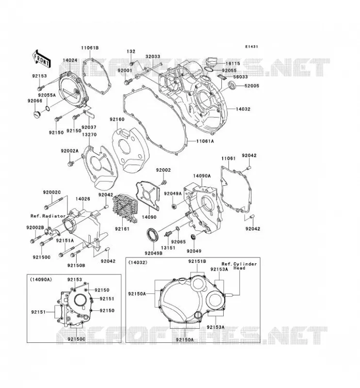 COUVERCLES MOTEUR Kawasaki MOTOS 1200 2003 ZZR1200  ZX1200-C2H