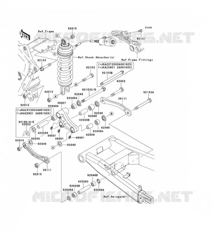 SUSPENSION Kawasaki MOTOS 1200 2003 ZZR1200  ZX1200-C2H
