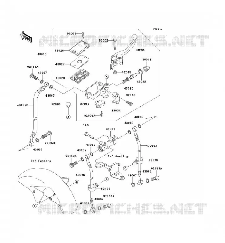 MAITRE CYLINDRE AV Kawasaki MOTOS 1200 2005 ZZR1200  ZX1200-C4