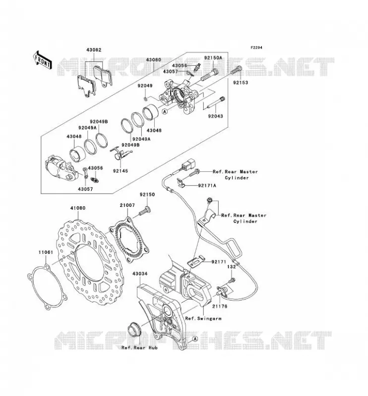 FREIN ARRIERE Kawasaki MOTOS 1400 2007 ZZR1400 ABS  ZX1400B7F