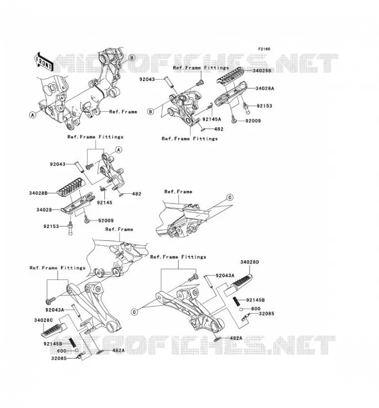 REPOSE PIED Kawasaki MOTOS 1400 2008 ZZR1400  ZX1400C8F