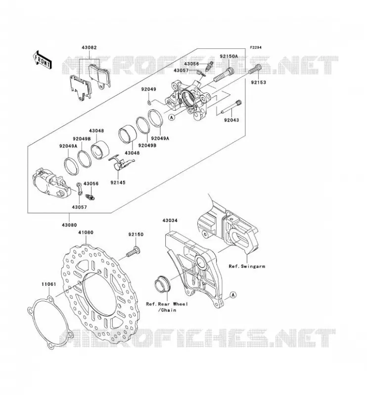 FREIN ARRIERE Kawasaki MOTOS 1400 2010 ZZR1400  ZX1400CAF