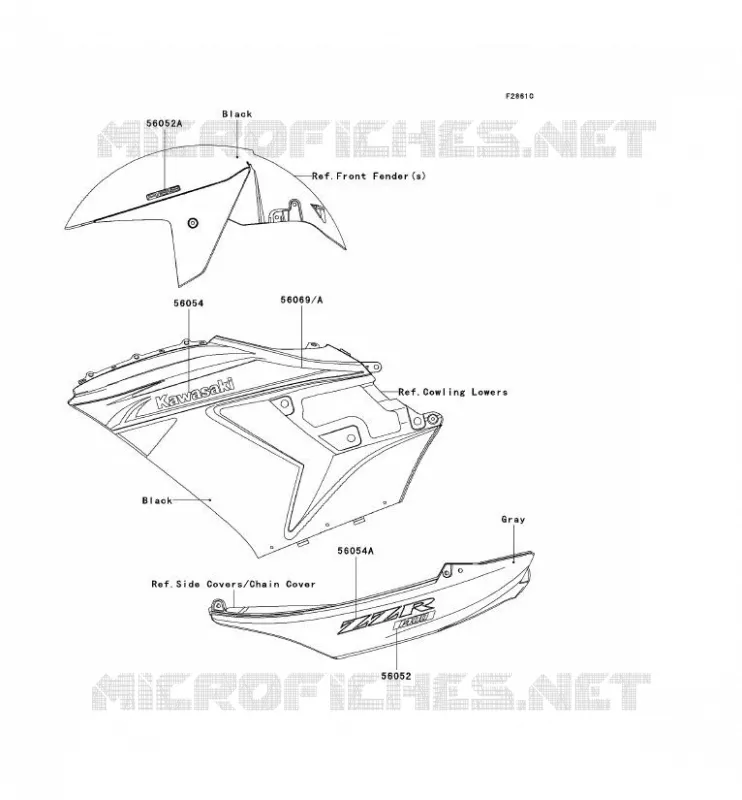 STICKER(GRAY) Kawasaki MOTOS 1400 2010 ZZR1400 ABS  ZX1400DAF
