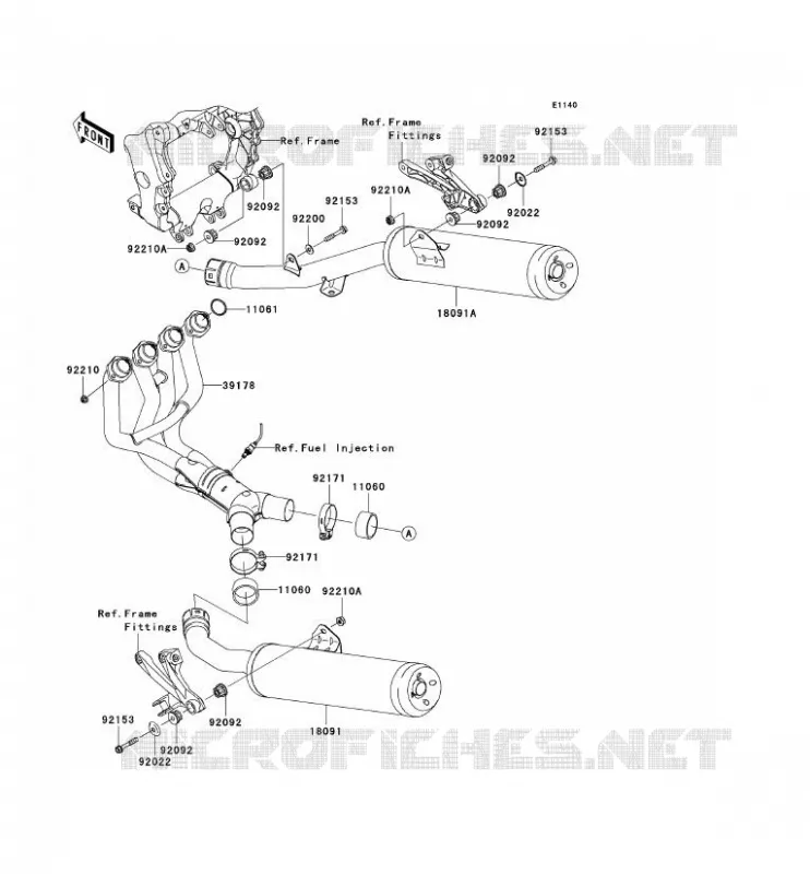 &Eacute;CHAPPEMENT Kawasaki MOTOS 1400 2010 ZZR1400 ABS  ZX1400DAF