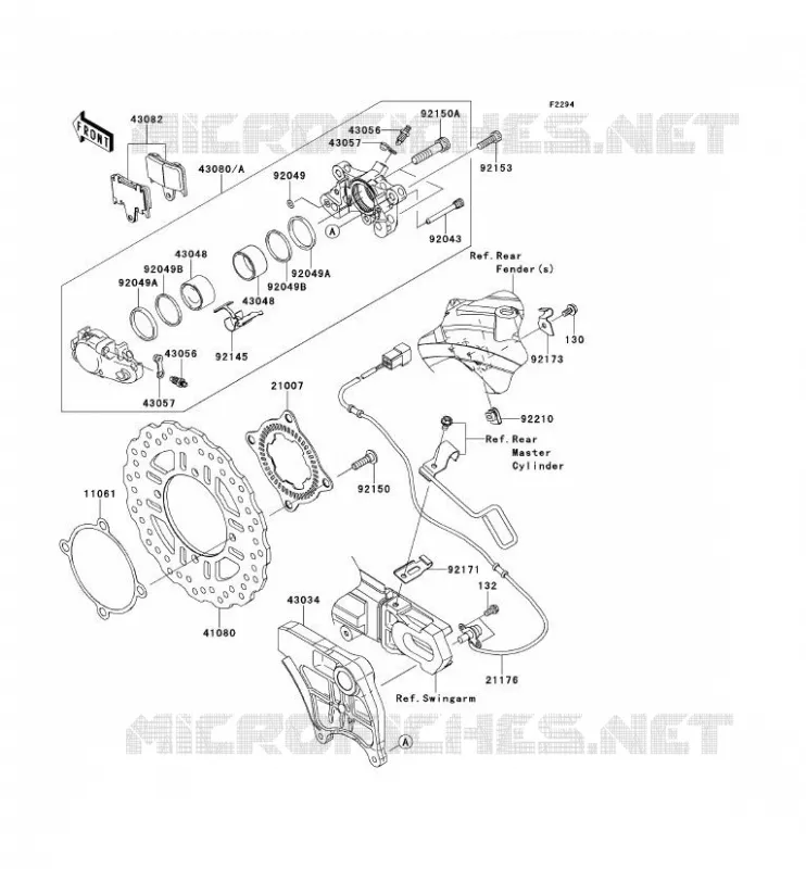 FREIN ARRIERE Kawasaki MOTOS 1400 2012 ZZR1400  ZX1400ECF
