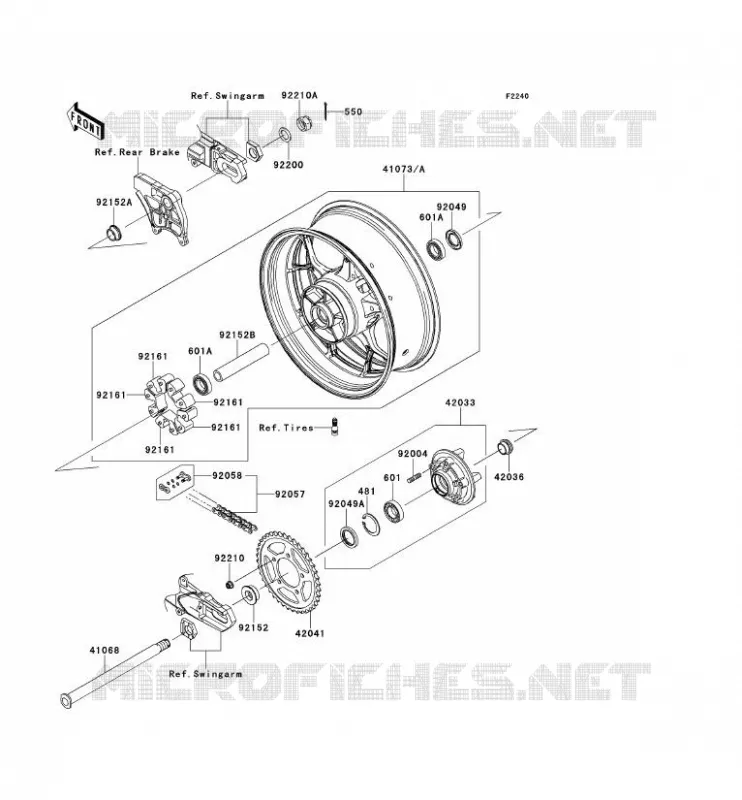 ROUE ARRI&Egrave;RE/CHAINE Kawasaki MOTOS 1400 2012 ZZR1400  ZX1400ECF