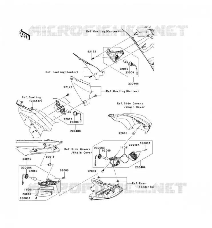 CLIGNOTANTS Kawasaki MOTOS 1400 2012 ZZR1400  ZX1400ECFA