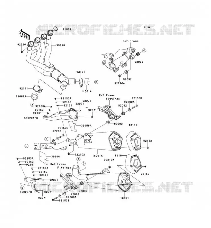 &Eacute;CHAPPEMENT Kawasaki MOTOS 1400 2012 ZZR1400  ZX1400ECFA