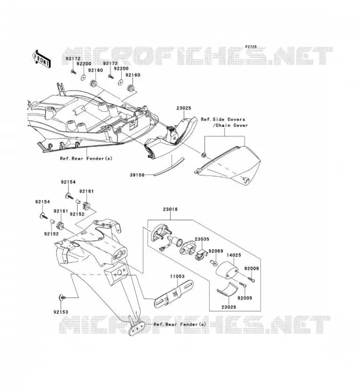 FEUX ARRI&Egrave;RE(S) Kawasaki MOTOS 1400 2013 ZZR1400  ZX1400EDF