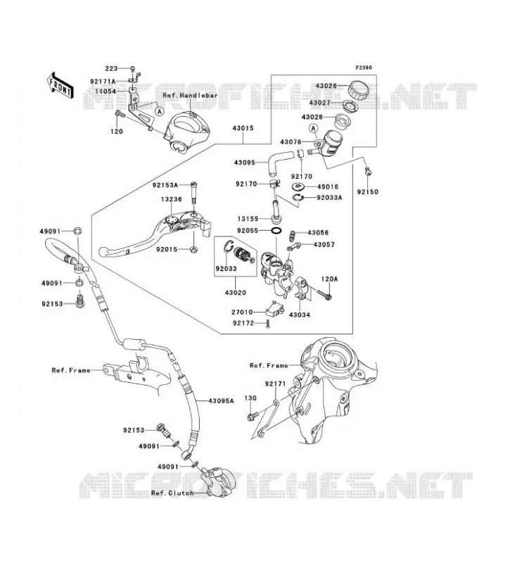 EMBRAYAGE MAITRE CYLINDRE Kawasaki MOTOS 1400 2012 ZZR1400 ABS  ZX1400FCF
