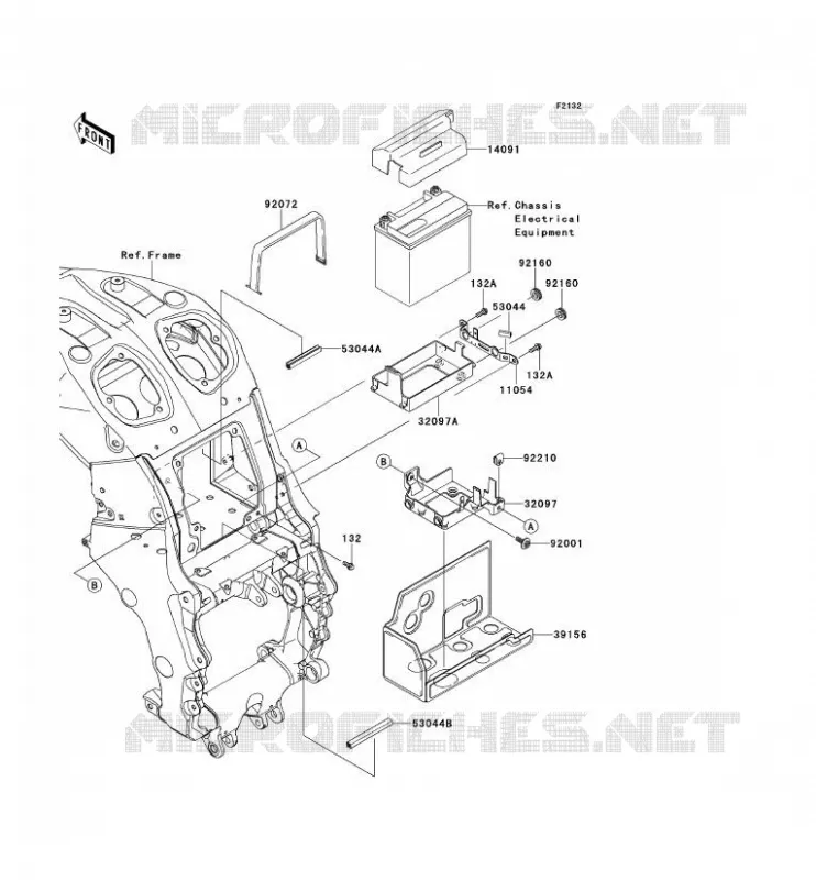 SUPPORT BATTERIE Kawasaki MOTOS 1400 2012 ZZR1400 ABS  ZX1400FCF