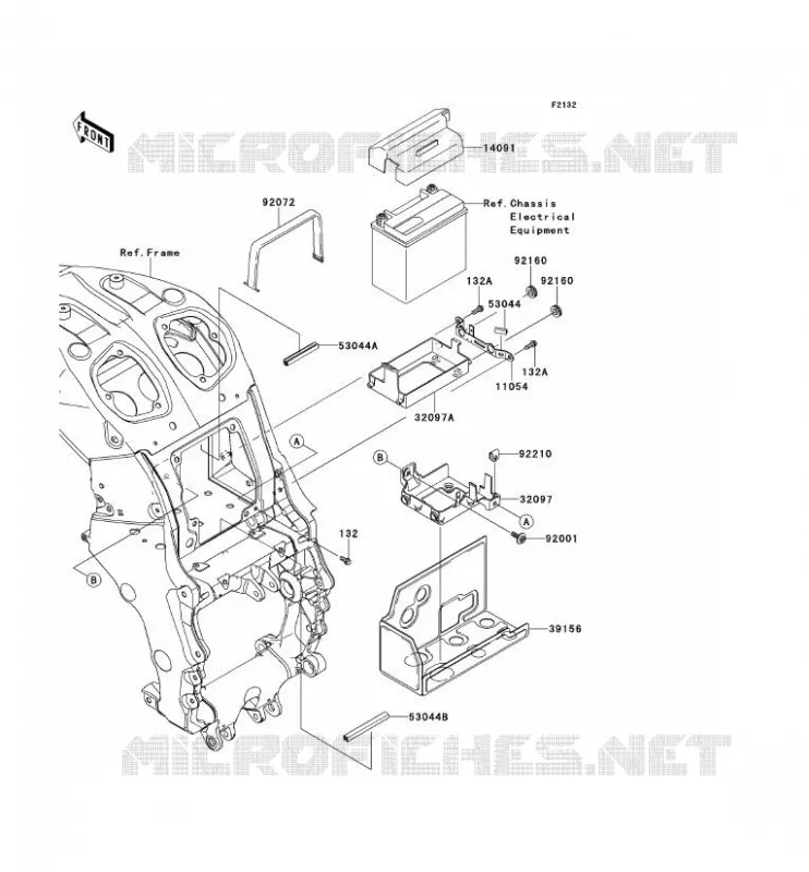 SUPPORT BATTERIE Kawasaki MOTOS 1400 2013 ZZR1400 ABS  ZX1400FDF