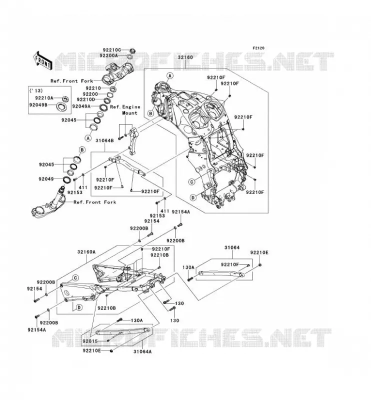 CH&Acirc;SSIS Kawasaki MOTOS 1400 2013 ZZR1400 ABS  ZX1400FDF